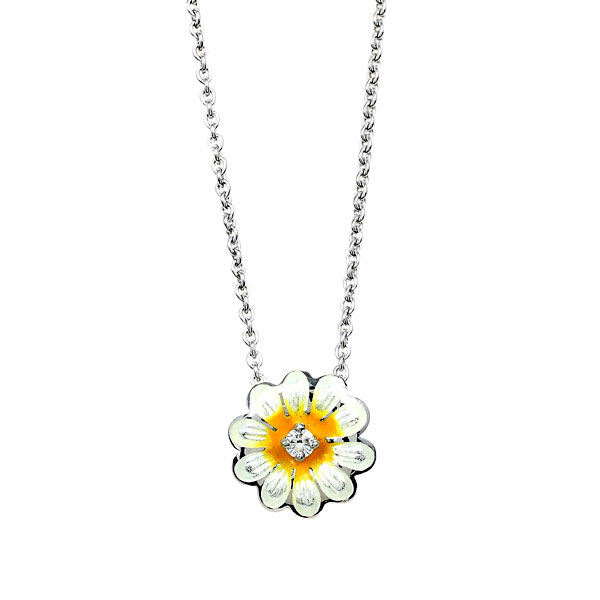 Silver Pendant with Enamel and Diamond