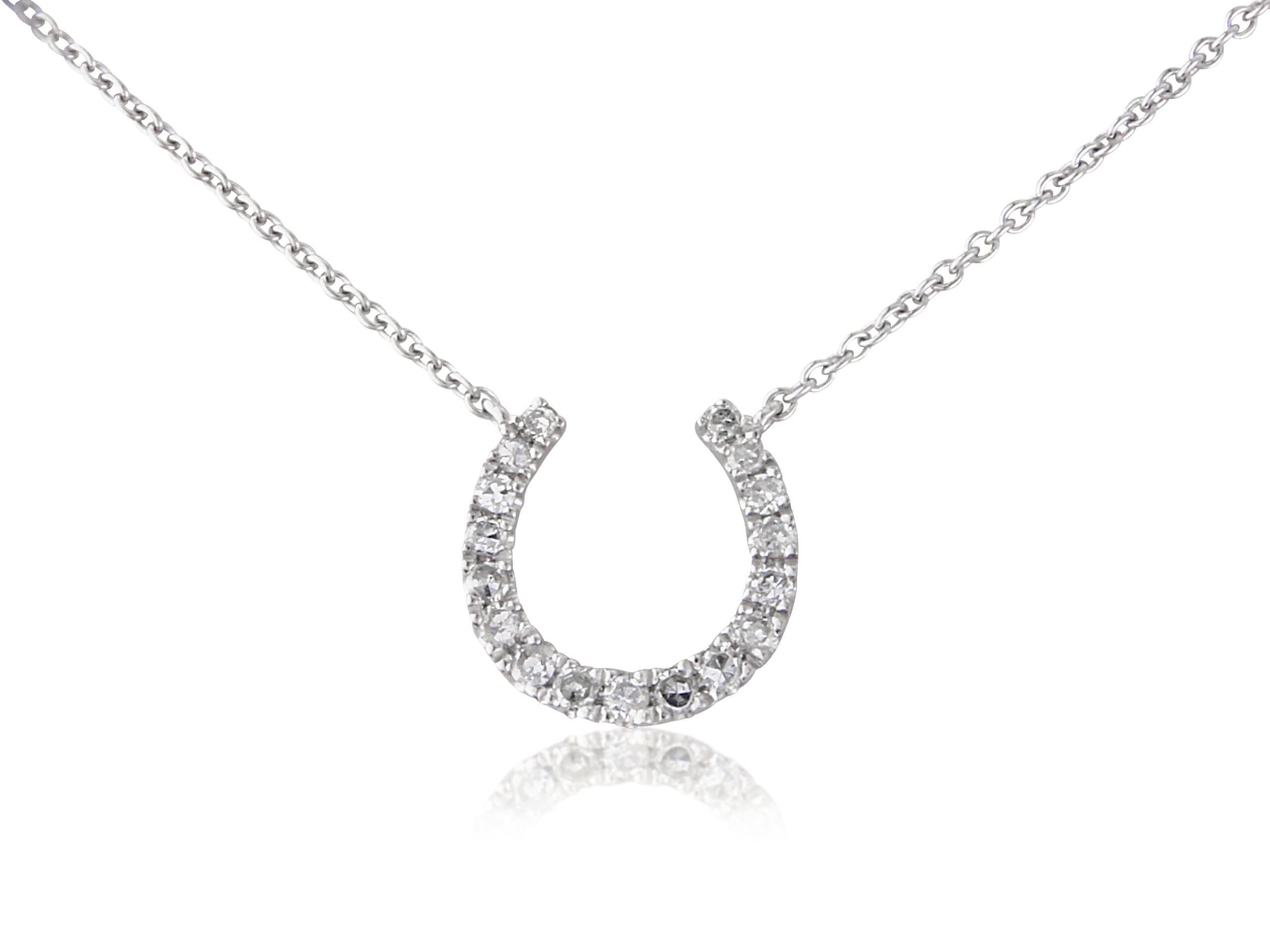 9ct White Diamond Horseshoe Necklace