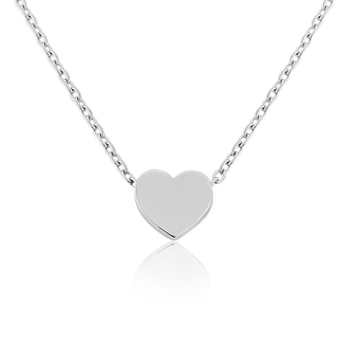 9ct White Gold Heart Pendant Necklace