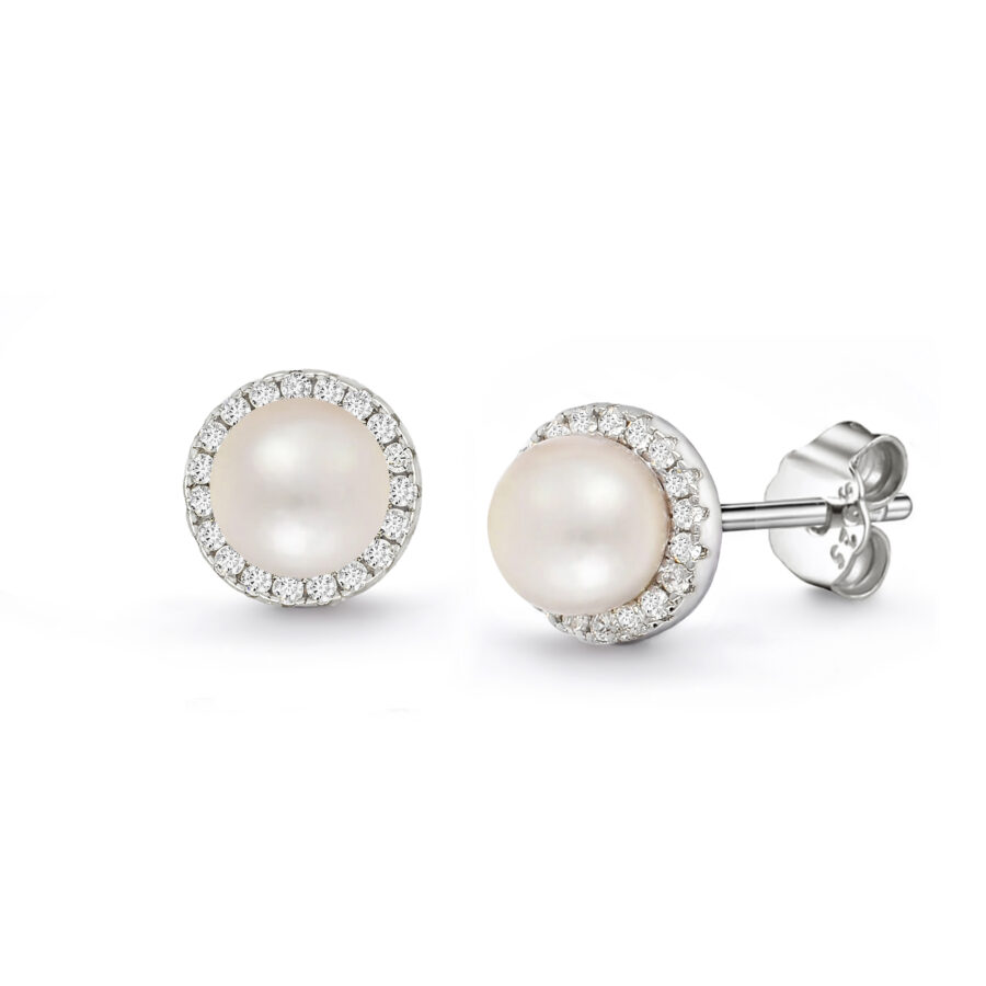 Sterling Silver Pearl and CZ Necklace - Image 2