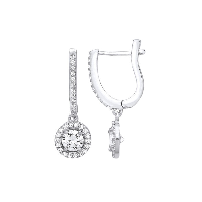 Sterling Silver Halo Pendant Necklace with CZ Stones - Image 2