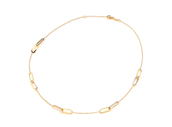 9ct Yellow Gold Double Oblong Station Necklace