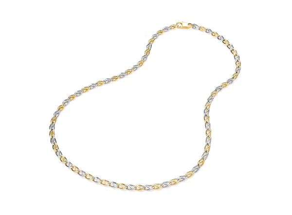 9ct Two Tone Yellow and White Gold Infinity Link Necklace