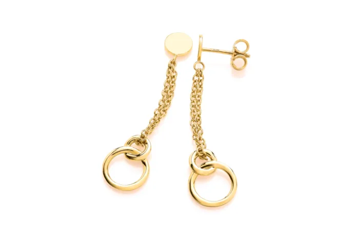 9ct Yellow Gold Double Chain Bracelet with Circular Stations - Image 3