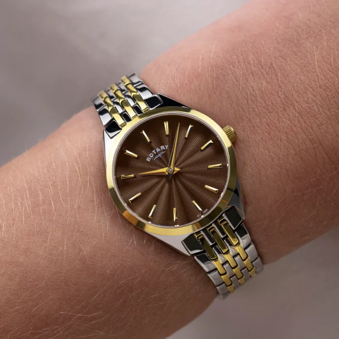 Ladies Rotary Two Tone Ultra Slim Watch - Image 3