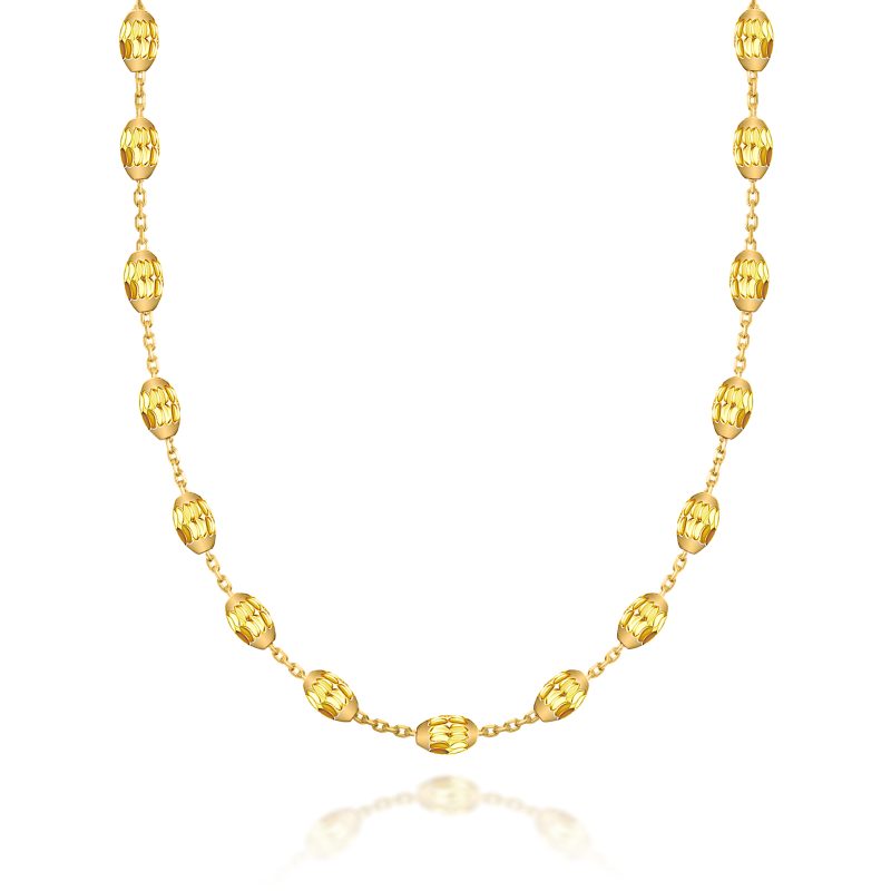 Sterling Silver and Yellow Gold Plate Bead Necklace